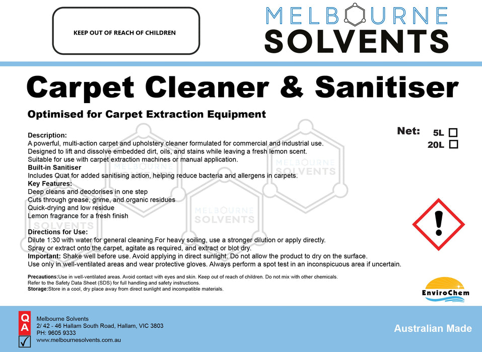 Carpet Cleaner & Sanitiser - EnviroChem International Pty Ltd