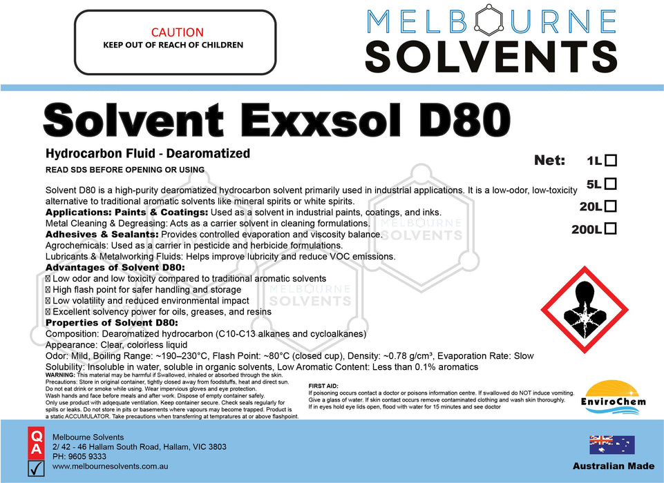 Solvent Exxsol D80 - EnviroChem International Pty Ltd