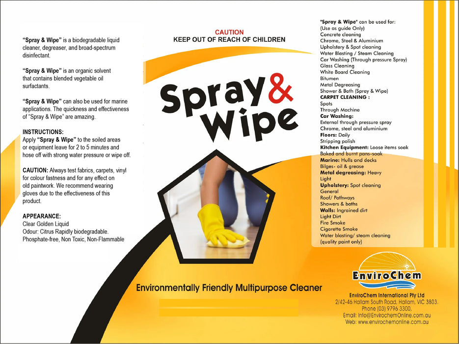 Spray & Wipe Multipurpose Cleaner / Degreaser - EnviroChem International Pty Ltd