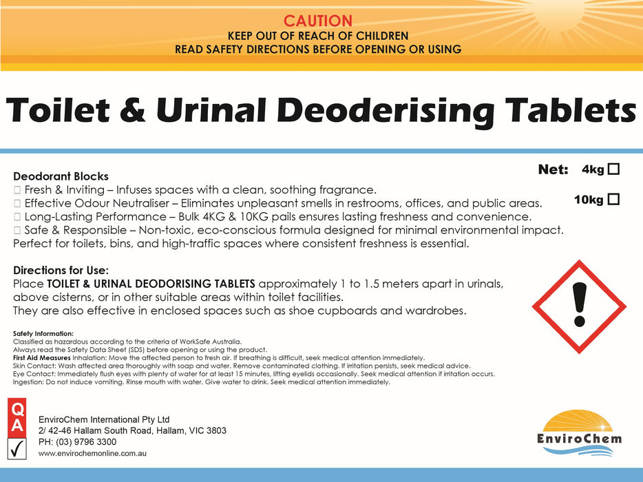 Toilet & Urinal Deodorising Blocks, Tablets, Toilet Tabs, Toilet Lollies
