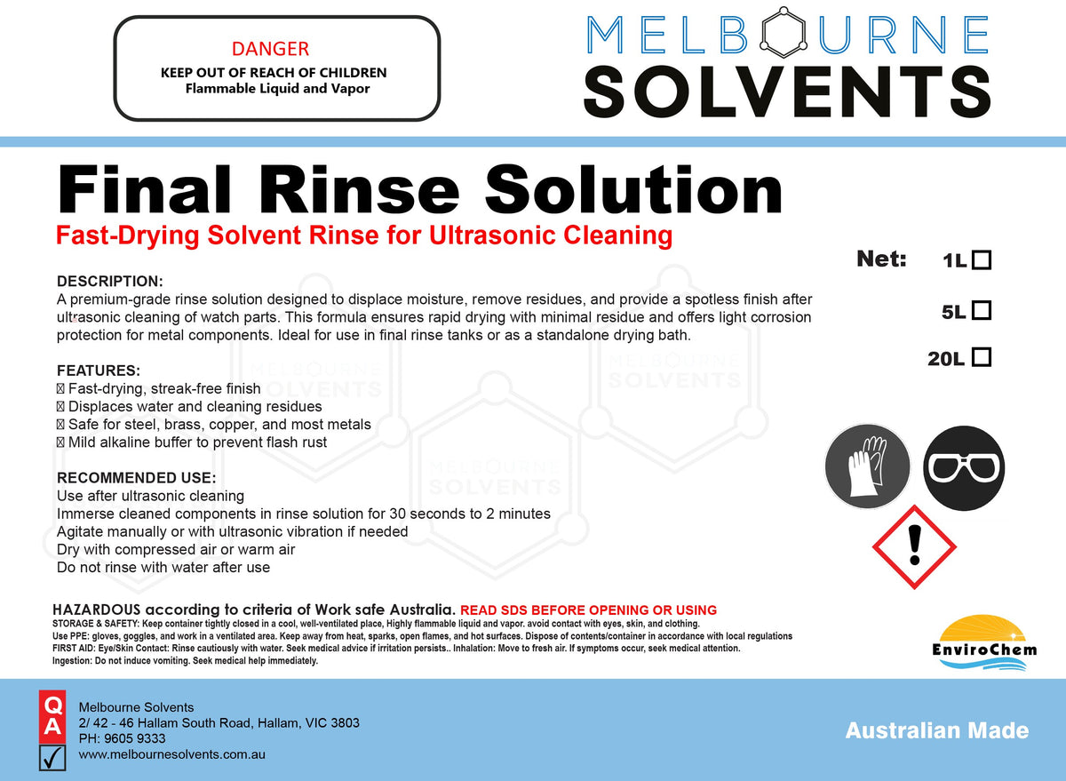 Final Rinse Solution — EnviroChem International Pty Ltd