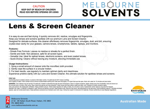 Lens & Screen Cleaner - EnviroChem International Pty Ltd