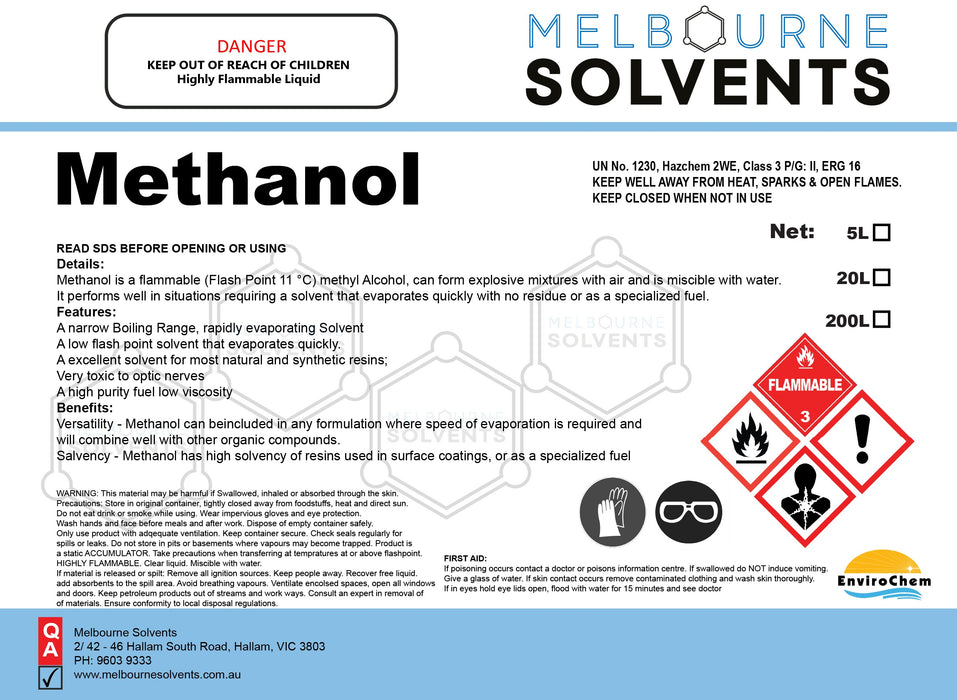 Methanol - EnviroChem International Pty Ltd