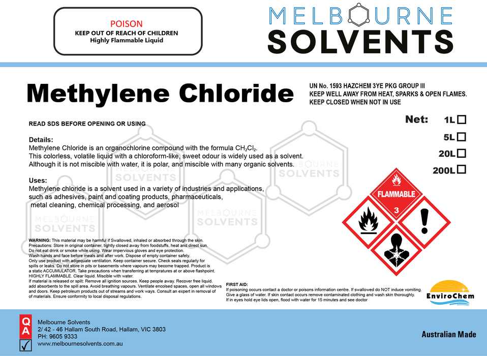 Methylene Chloride - EnviroChem International Pty Ltd