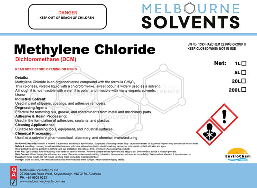 Methylene Chloride - EnviroChem International Pty Ltd