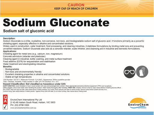 Sodium Gluconate (Sodium salt of gluconic acid) - EnviroChem International Pty Ltd