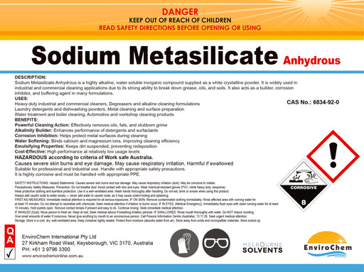 Sodium Metasilicate Anhydrous - EnviroChem International Pty Ltd