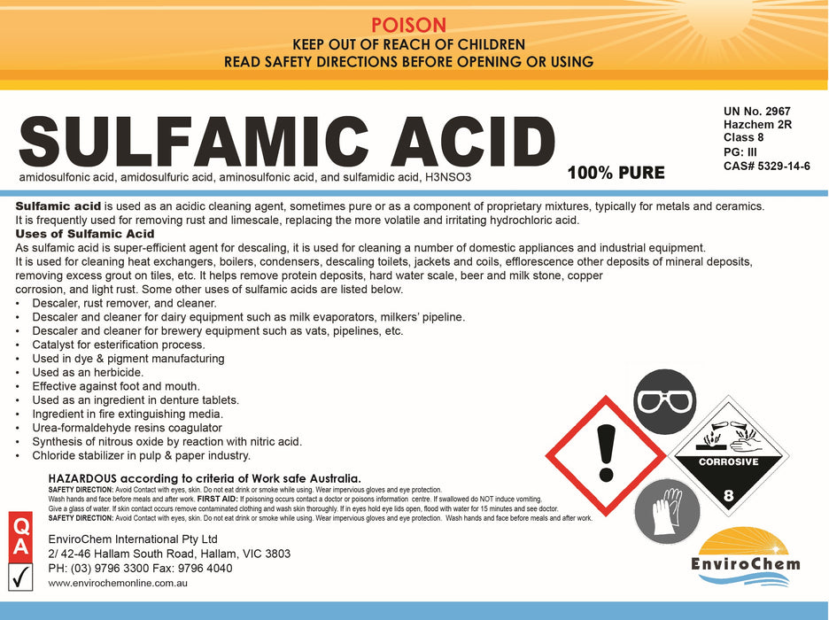 Sulfamic Acid, Sulphamic Acid - EnviroChem International Pty Ltd