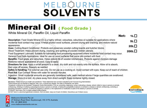 White Mineral Oil BP ( Food Grade ) - EnviroChem International Pty Ltd