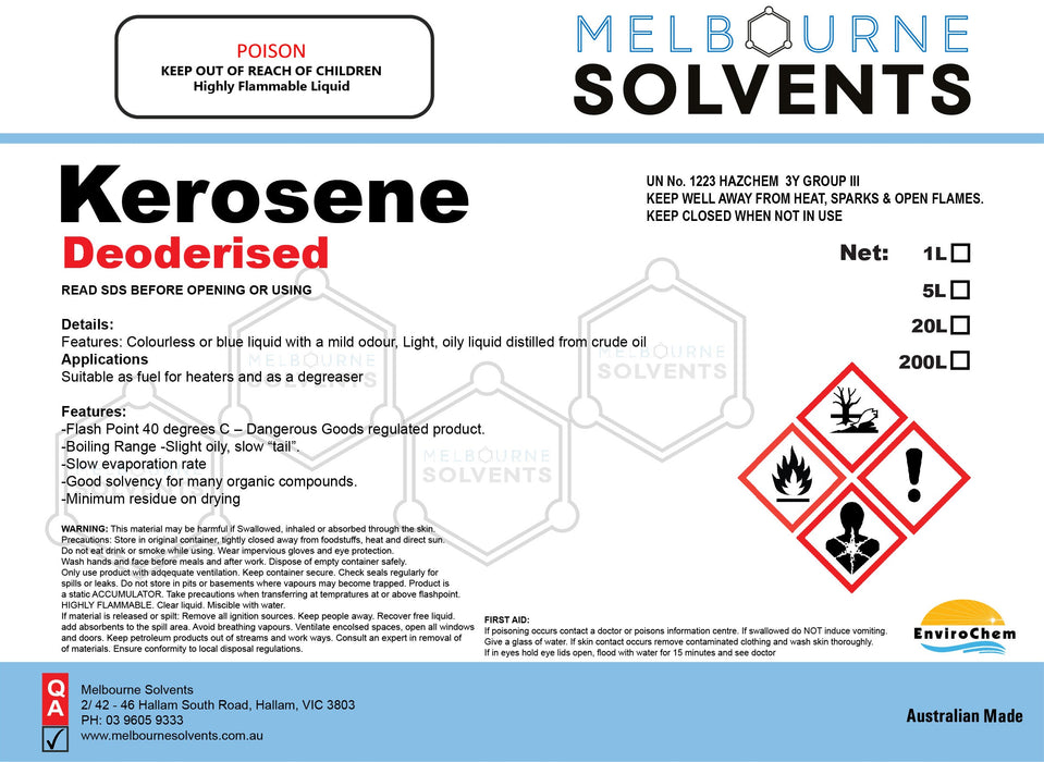 Kerosene Deoderised - EnviroChem International Pty Ltd