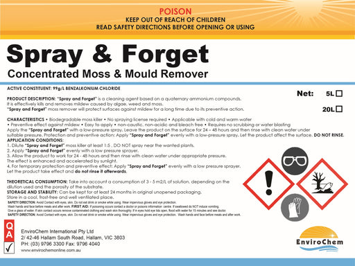 Spray & Forget (Concentrated Moss & Mould Remover) - EnviroChem International Pty Ltd